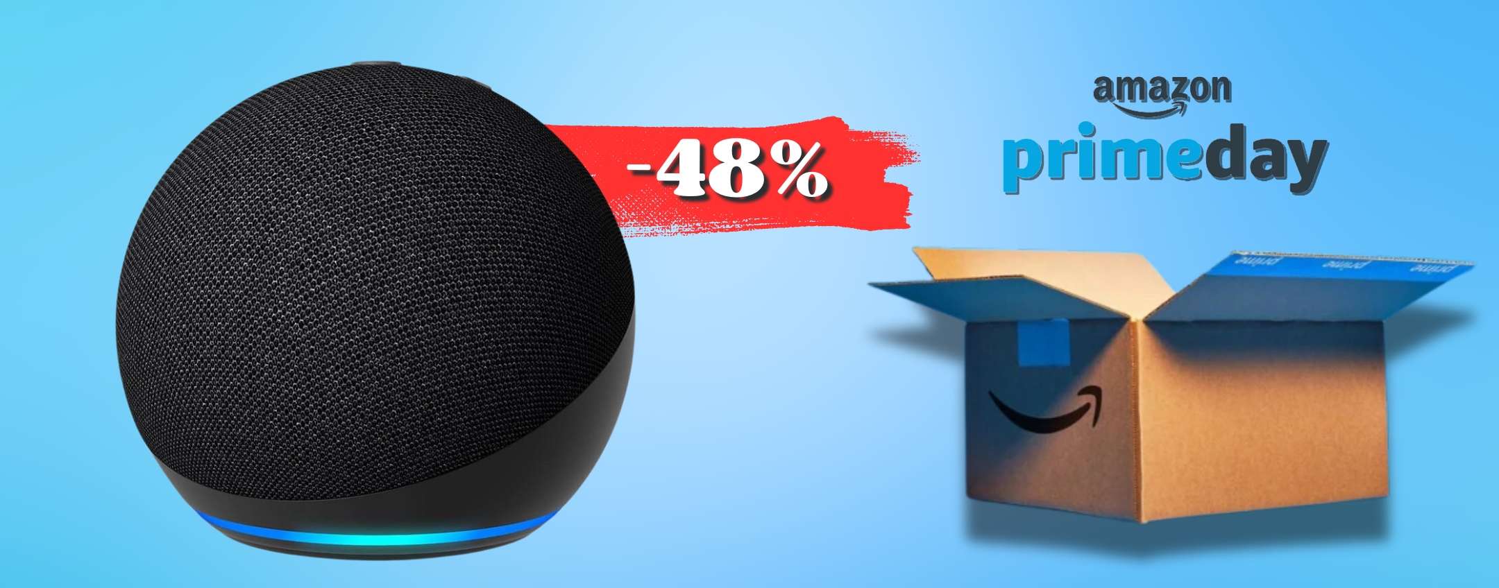 Echo Dot di 5ª generazione, sconto IMPERDIBILE 48% per i Prime Day