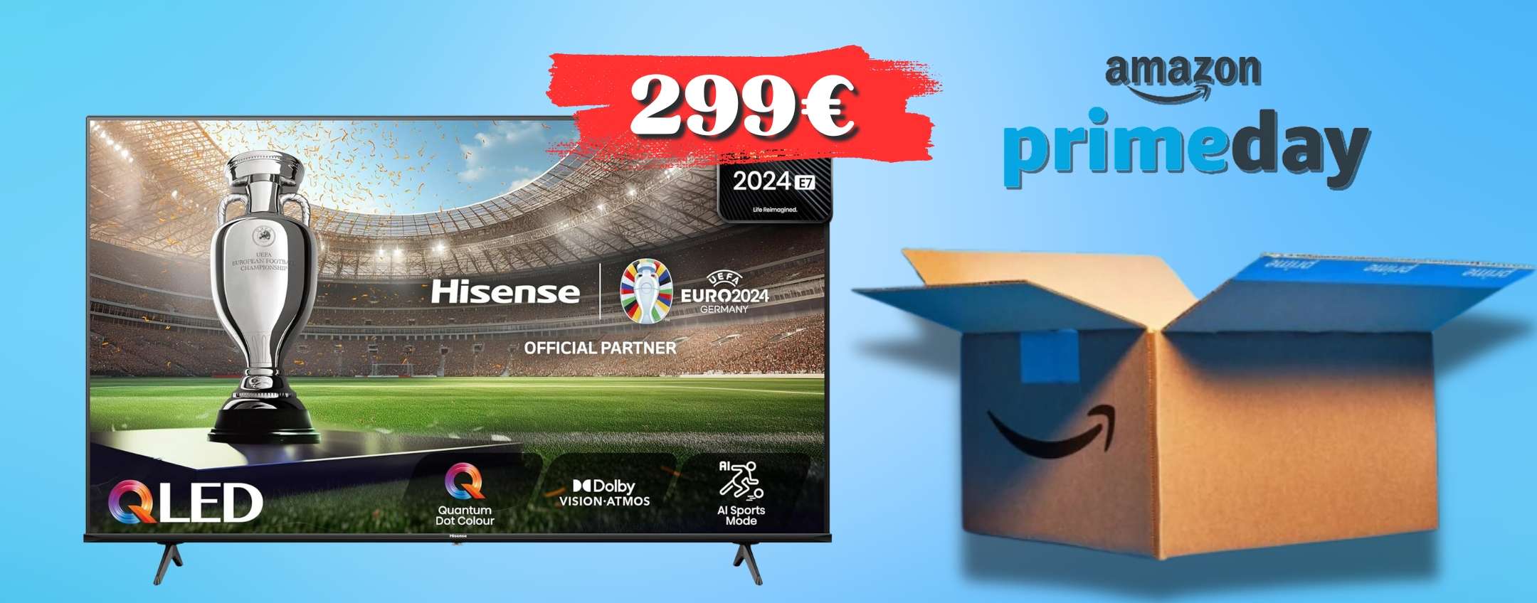 Hisense, smart TV 43″ QLED 4K a soli 299€ con il Prime Day 2024