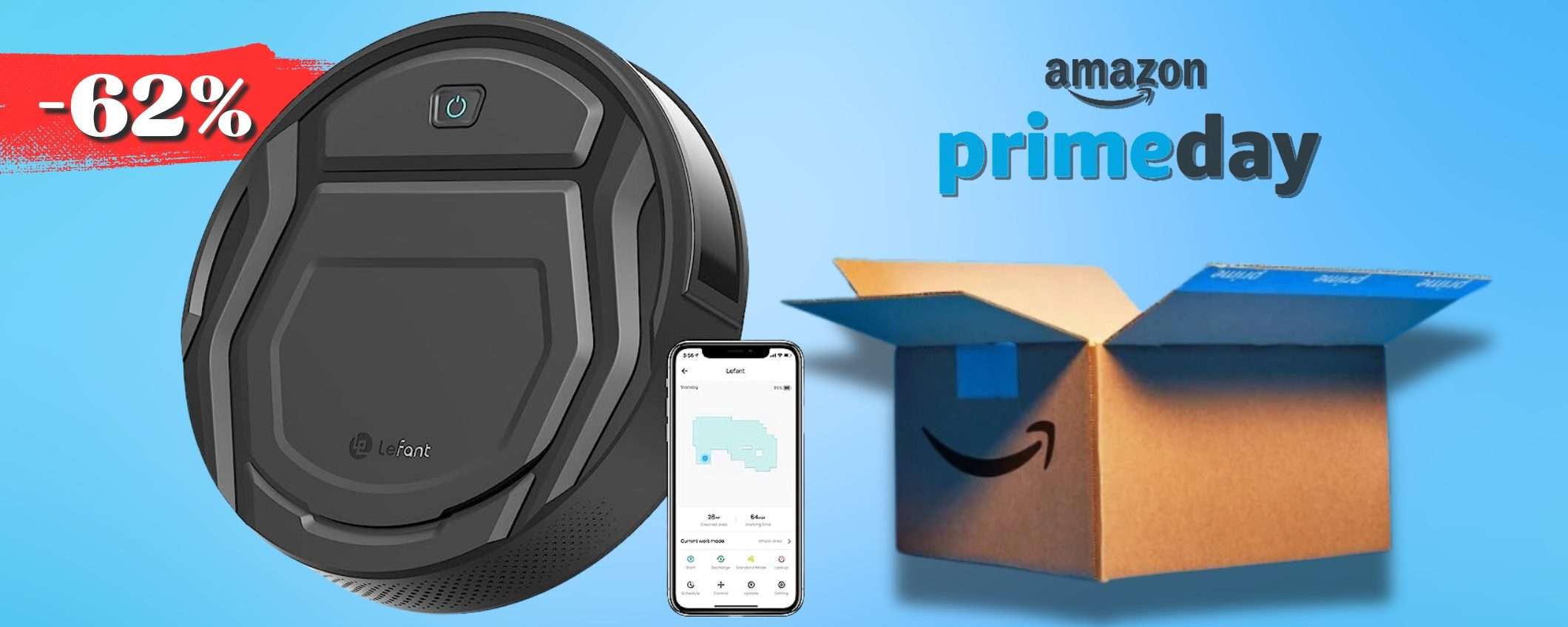 Lefant Robot Aspirapolvere prezzo ANNIENTATO, sconto 62% Prime Day 2024