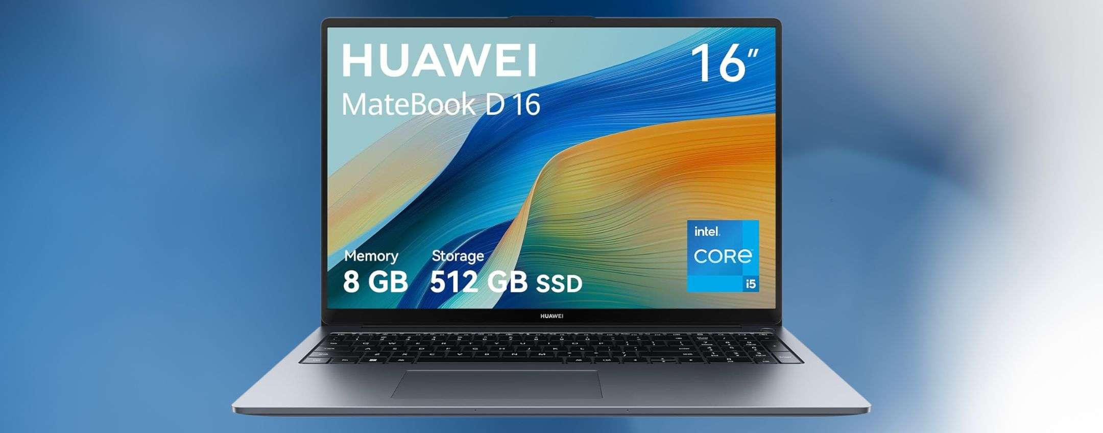 Huawei MateBook D16 (i5, 8GB+512GB, Win 11): sconto di 100€ su Amazon