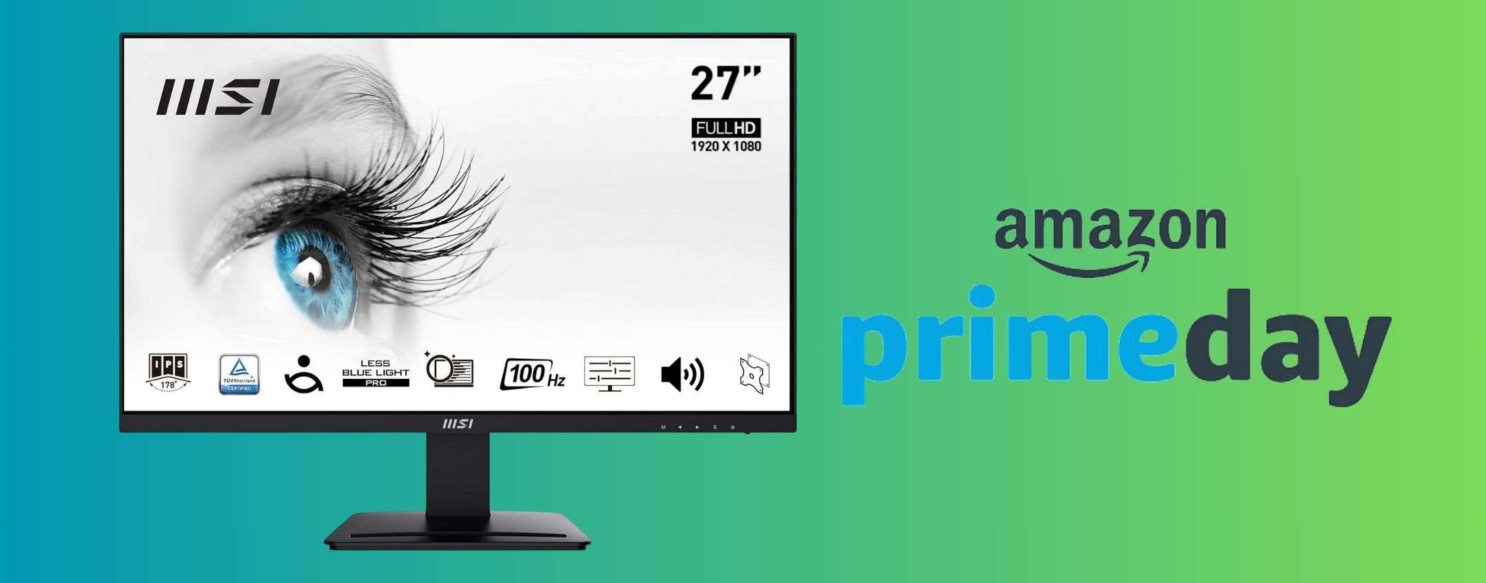 Monitor MSI Pro 27″ FHD (1ms, 100Hz) a 99,99€: SCONTO PRIME DAY (-29%)