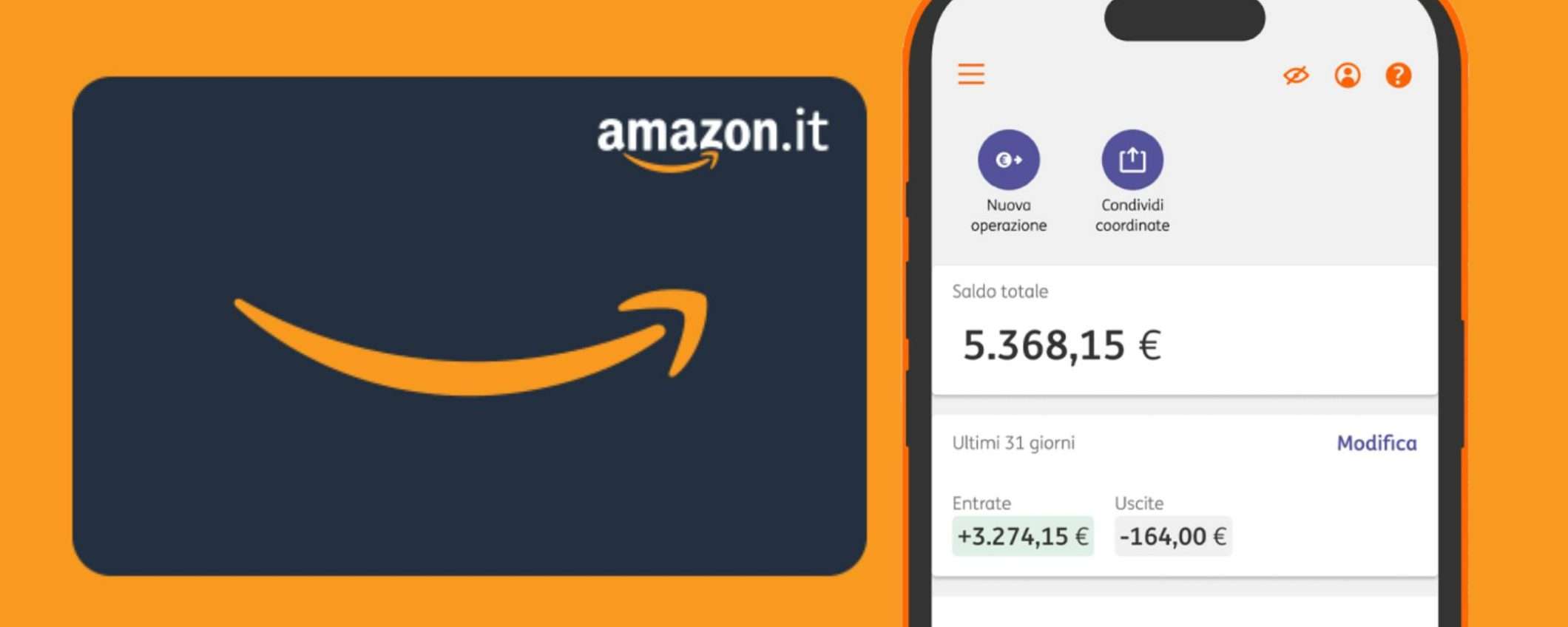 Conto Corrente Arancio Più: azzera il canone e ottieni fino a 100€ in Buoni Regalo Amazon