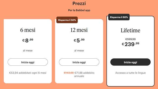 babbel lifetime 239 euro