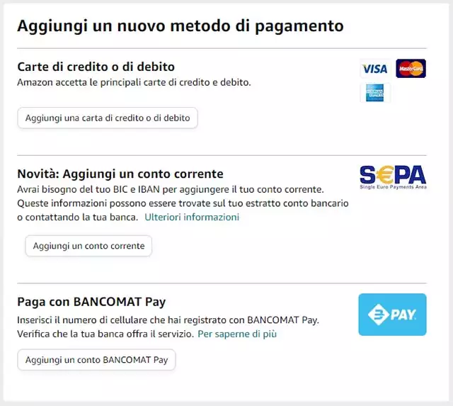 Amazon permette di pagare gli acquisti con BANCOMAT Pay