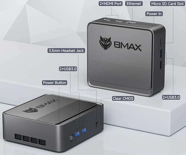 BMAX MaxMini B3: le porte di connessione presenti sul Mini PC