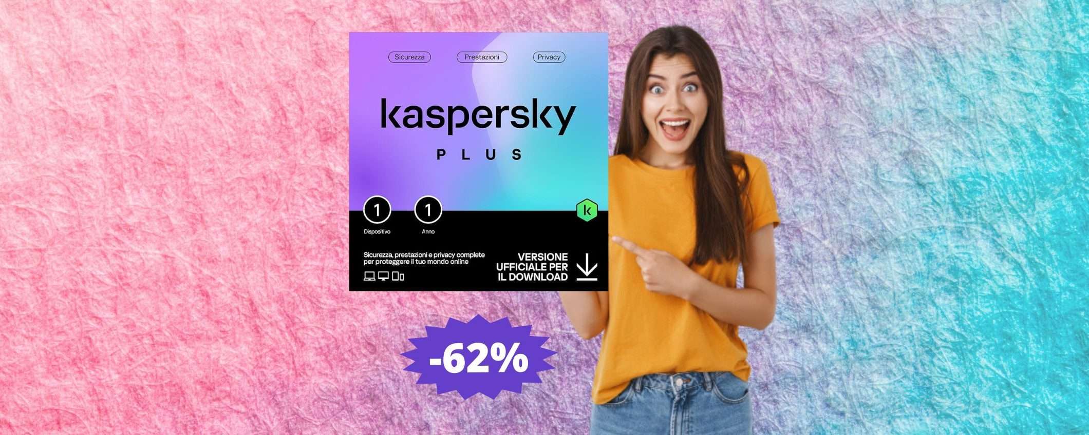 Kaspersky Plus Internet Security 2024: sconto FOLLE del 62%