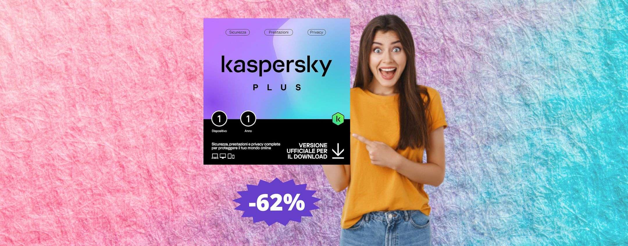 Kaspersky Plus Internet Security 2024: sconto FOLLE del 62%