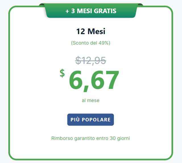 Metà prezzo + 3 mesi extra gratis