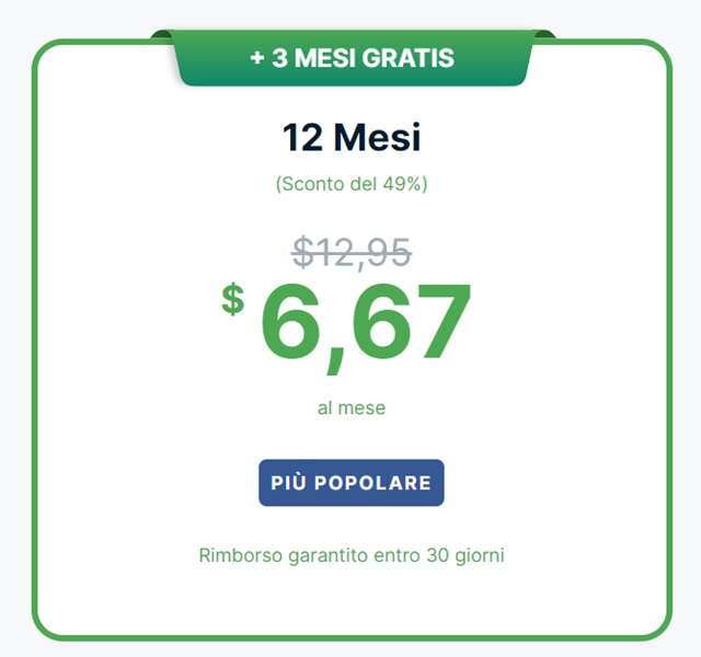 sconto del 49% + 3 mesi gratis