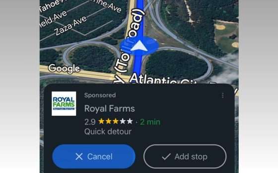 Google Maps testa annunci pop-up durante la guida