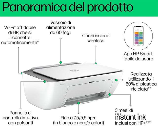 Le caratteristiche della stampante multifunzione HP DeskJet 2820e