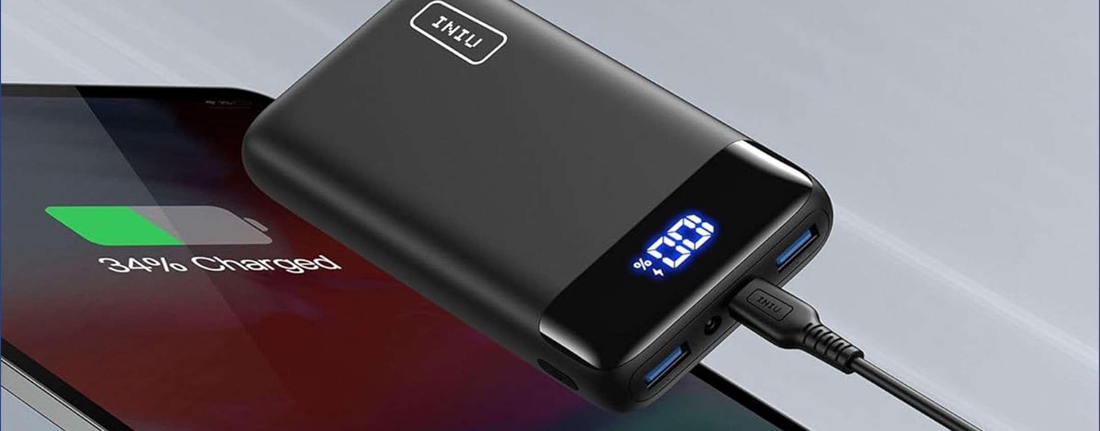 Powerbank INIU 20000 mAh: TRIPLO SCONTO, prezzo stracciato