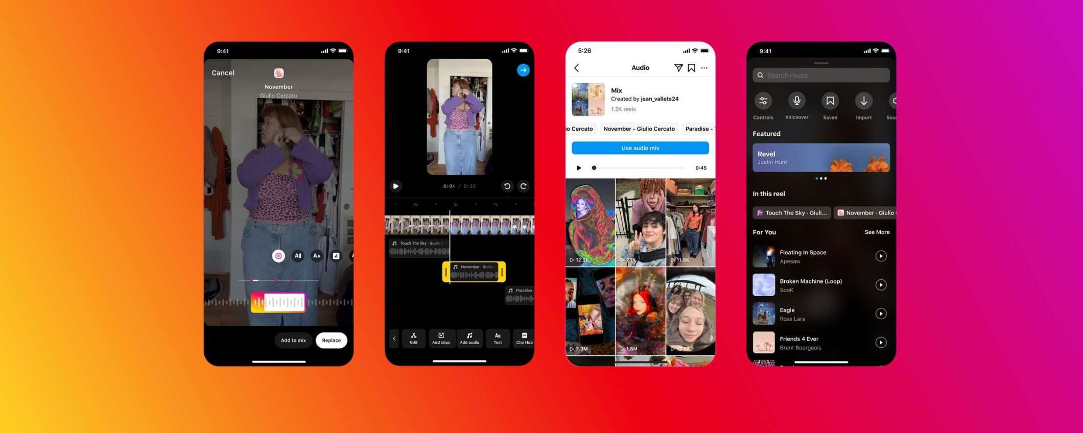 Instagram, nei Reel fino a 20 brani musicali con i mix audio