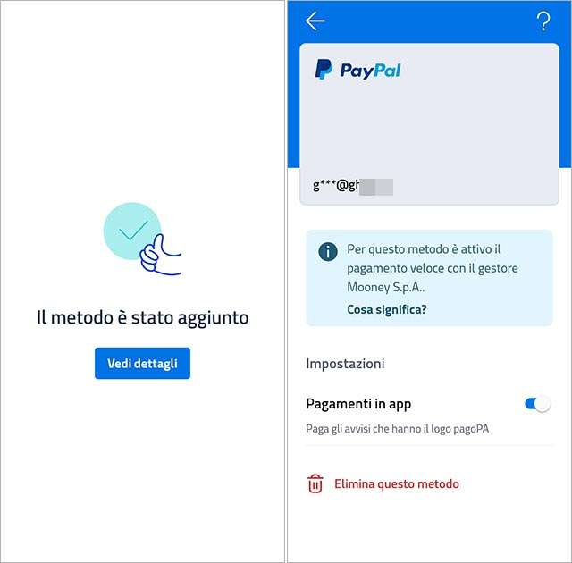 Utilizzare PayPal come metodo di pagamento per gli avvisi pagoPA nell'app IO: configurazione completata