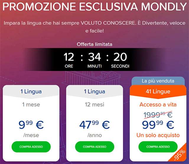 La promozione esclusiva di Mondly