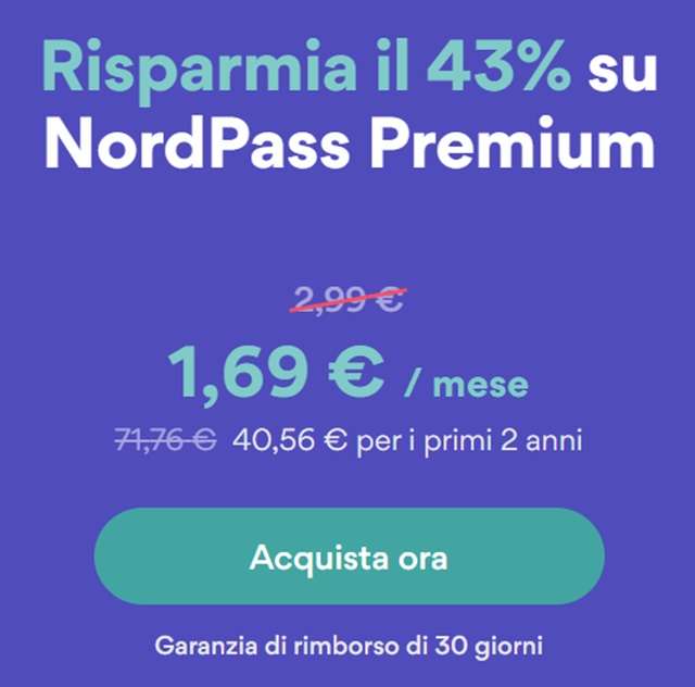 nordpass premium 43 per cento di sconto