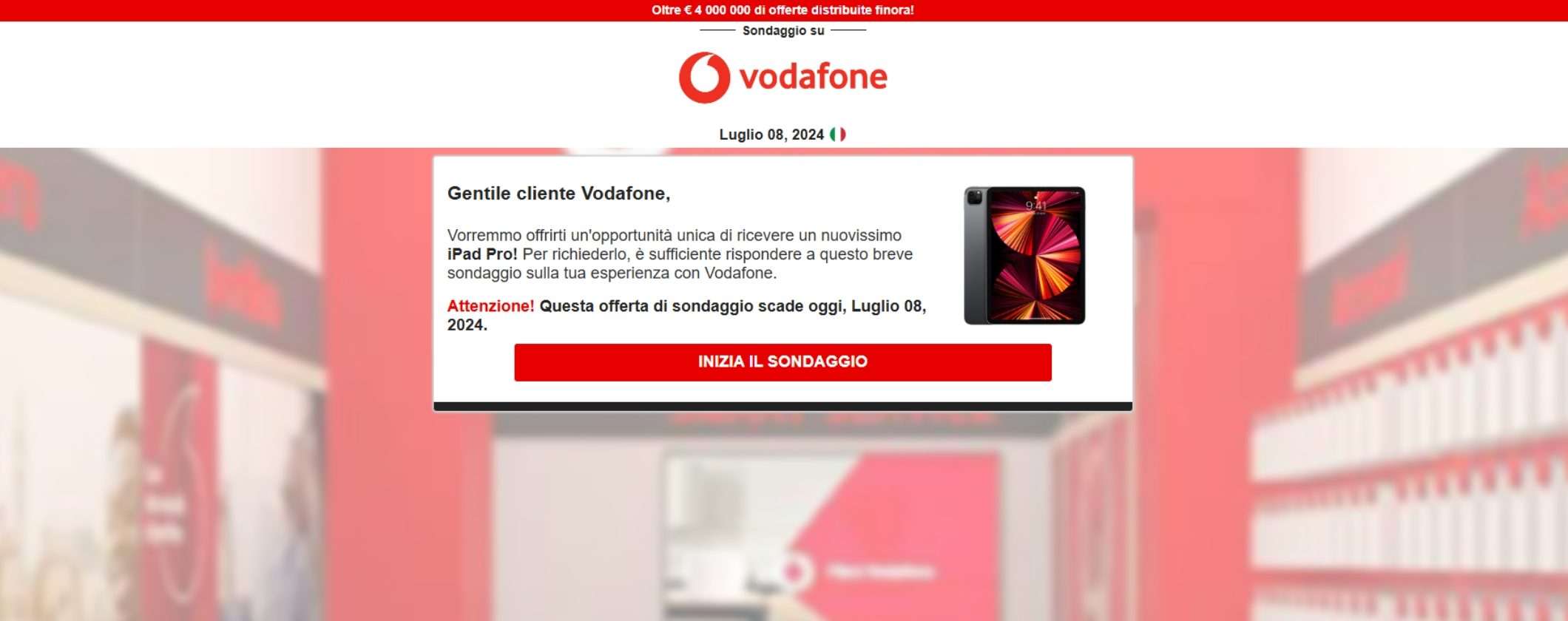 Nuova email phishing Vodafone: come evitare la trappola