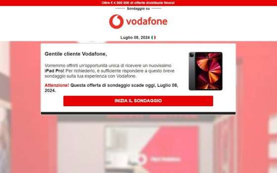 Nuova email phishing Vodafone: come evitare la trappola