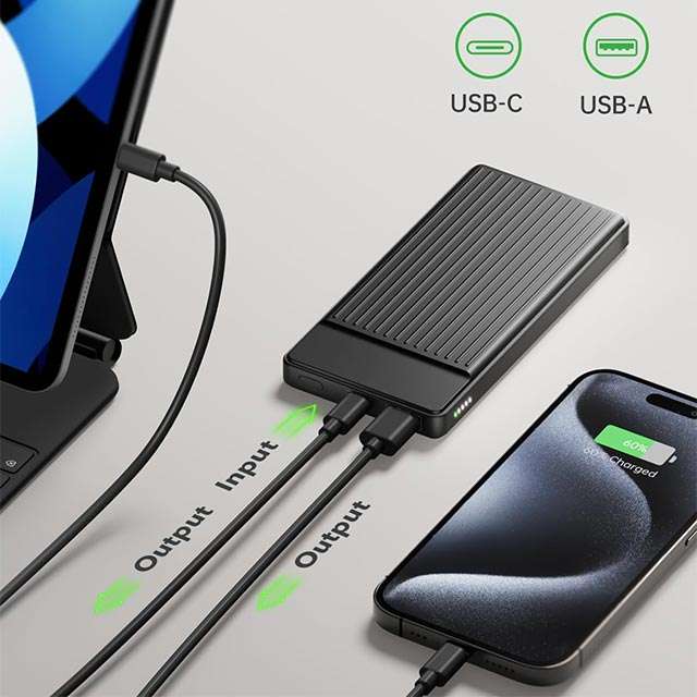 Ingressi e uscite del powerbank da 10.000 mAh