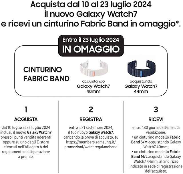 La promozione per il nuovo Samsung Galaxy Watch7