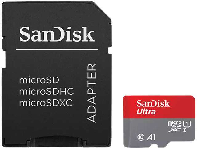 La microSD da 128 GB della gamma SanDisk Ultra con adattatore SD