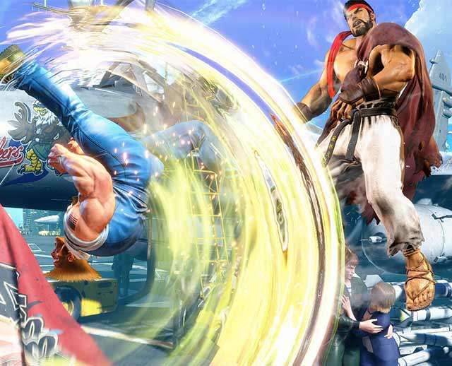 Uno screenshot per il gameplay di Street Fighter 6: Guile vs Ryu