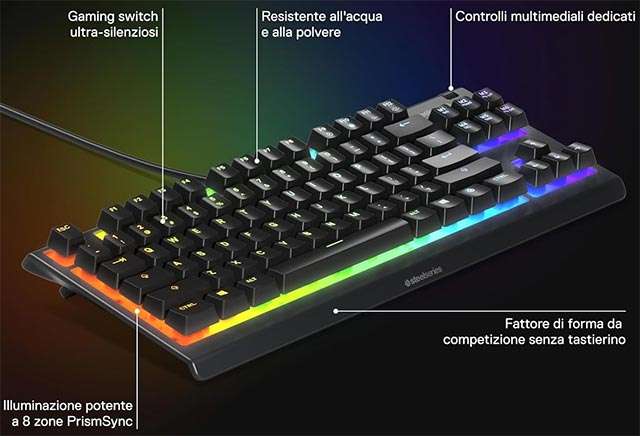 Le caratteristiche della tastiera da gaming SteelSeries Apex 3 TKL