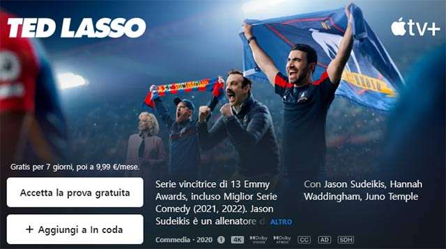 Guarda Ted Lasso in streaming, tra le migliori serie di Apple TV+