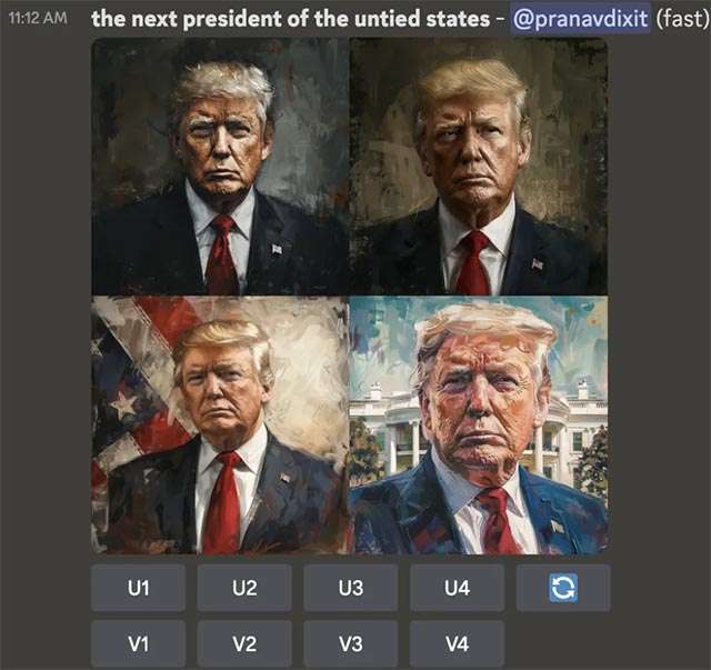 Il prossimo presidente USA, per l'IA di Midjourney, sarà di nuovo Trump