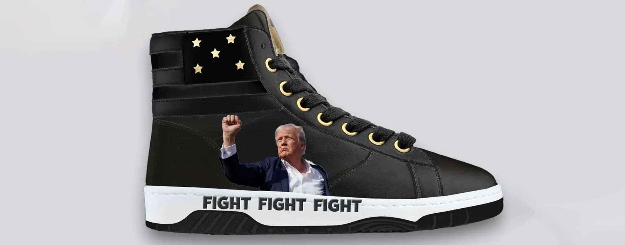 Monetizzare l’attentato: le sneakers FIGHT FIGHT FIGHT di Trump