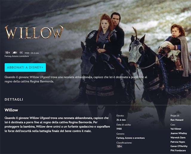 Guarda il film Willow in streaming su Disney+