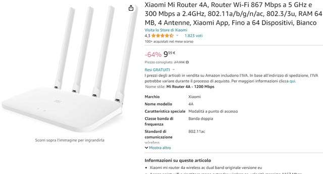 L'offerta di Amazon su Xiaomi Mi Router 4A