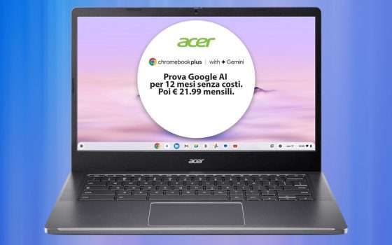 Chromebook Acer con Google AI in offerta per il Back to School Amazon