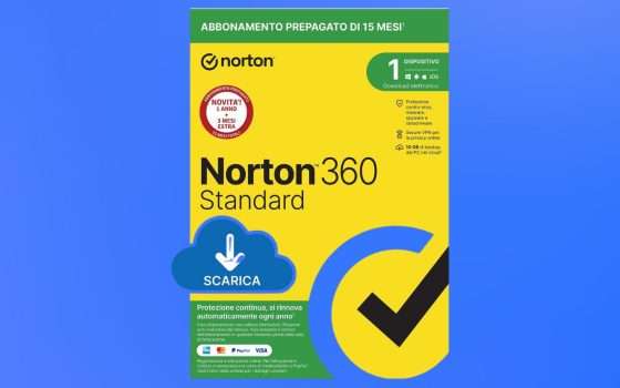 Norton 360 Standard: la licenza di 15 mesi a soli 15,99€ (offerta Amazon)