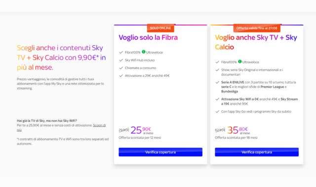 Offerta Sky TV Sky Calcio Sky WiFi