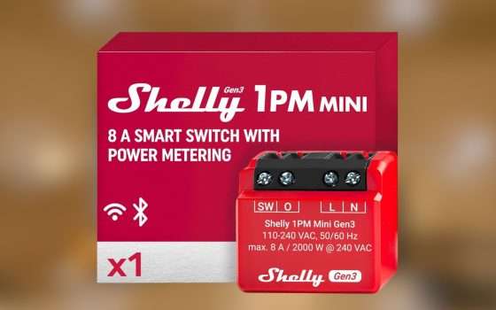 Shelly 1PM Mini: interruttore relè smart WiFi con misuratore di potenza in OFFERTA