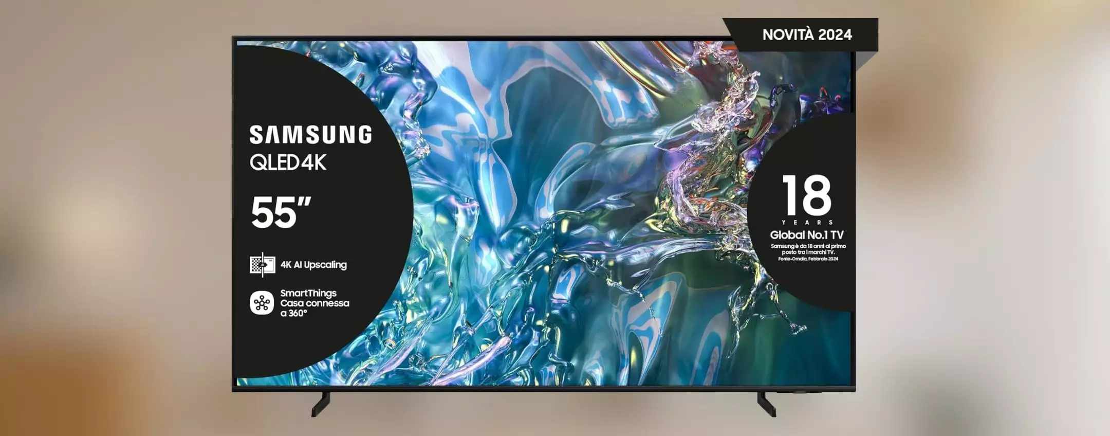 Smart TV Samsung 55″ 4K QLED a 599€: 40% di sconto su Amazon