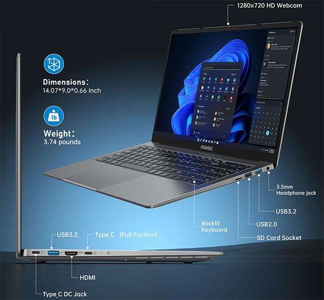 ACEMAGIC AX16 Pro: le porte di connessione presenti sul laptop