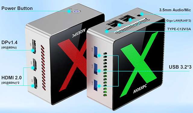 AIOEXPC Xmini: le porte di connessione presenti sul Mini PC