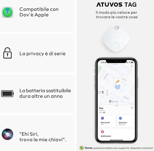 Le caratteristiche di ATUVOS Smart Air Tracker