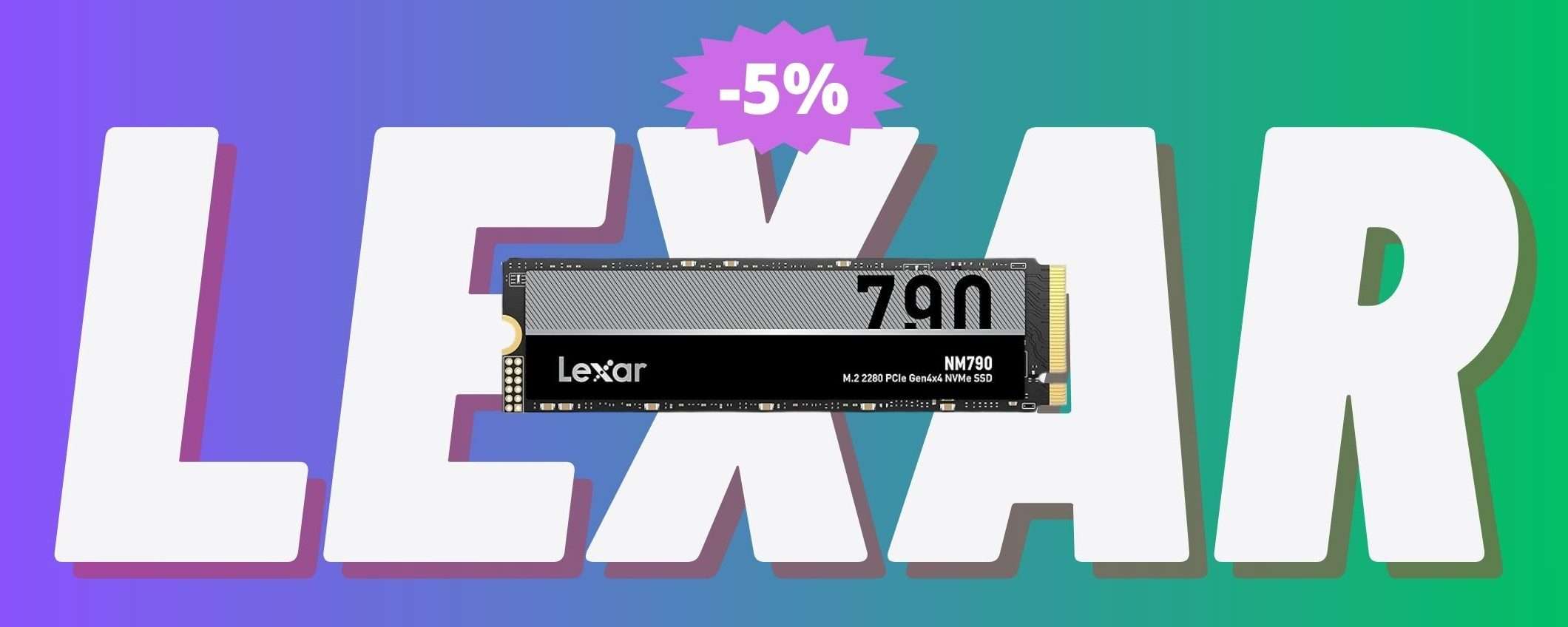 SSD interno Lexar NM790 da 1TB: l'OCCASIONE che stavi cercando