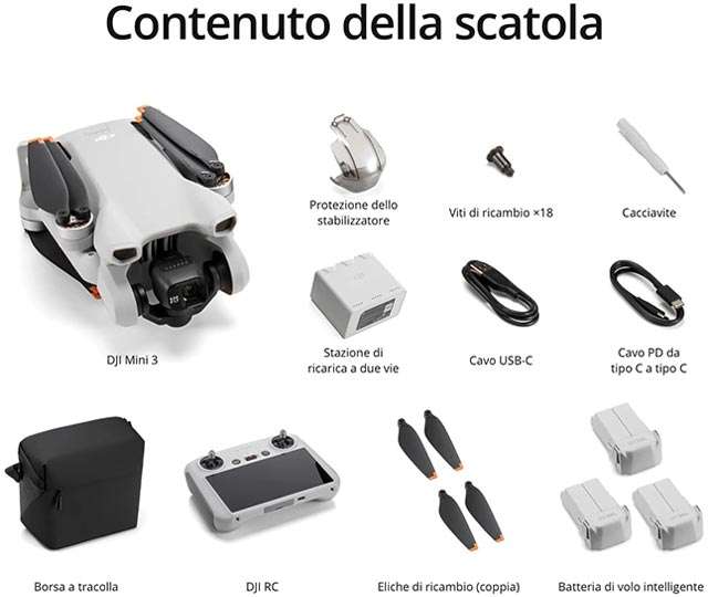 DJI Mini 3 Fly More Combo: il contenuto della scatola