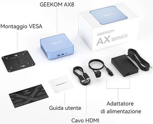 Mini PC, GEEKOM AX8 Pro: il contenuto della confezione