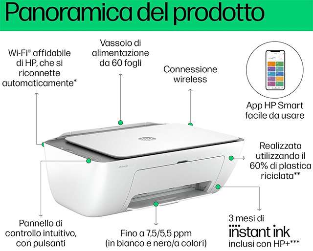 Le caratteristiche della stampante multifunzione HP DeskJet 2820e