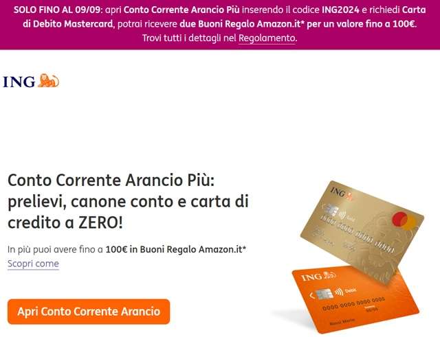 ing conto corrente arancio piu promo