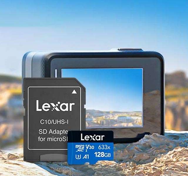 La microSD 128 GB della gamma Lexar 633x con adattatore SD incluso