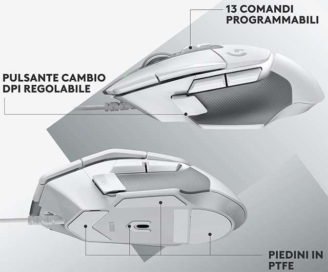 I pulsanti presenti sul mouse da gaming Logitech G G502 X