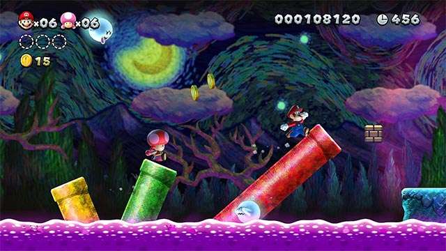 Uno screenshot per il gameplay di New Super Mario Bros U Deluxe su Nintendo Switch