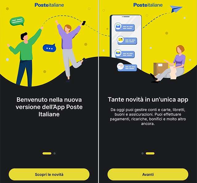 La nuova versione dell'app mobile di Poste Italiane