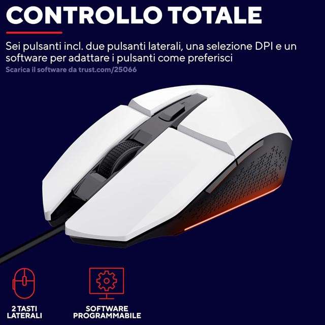 Il design e le caratteristiche del mouse Trust Gaming GXT 109W Felox